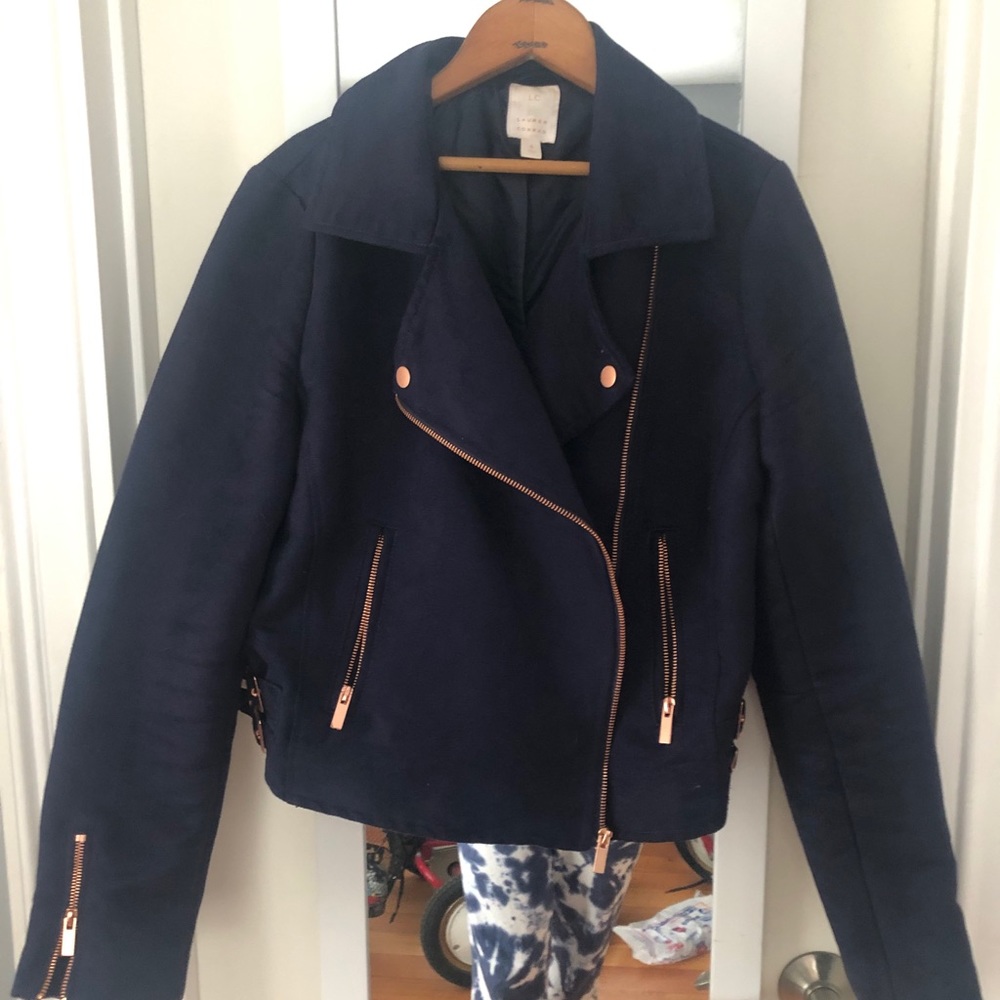 Faux suede moto jacket